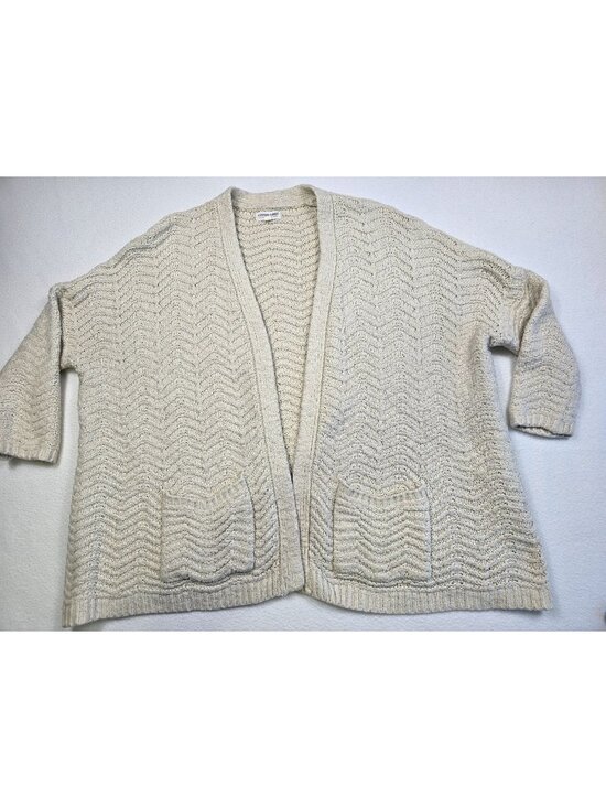 Cotton Candy Sweaters - Cotton Candy Womens S\M Beige White Cardigan Sweater Thick Cozy Cabin Pockets